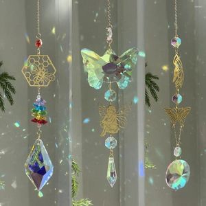 Decorações de jardim borboleta abelha anjo sol coletor diy acessórios arco-íris prismas pingente cortinas enfeite luz solar refração gota