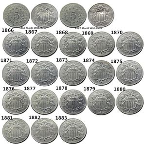 Oss en uppsättning av 1866 -1883 20st fem cent nickelkopier mynt medel hantverk marknadsföring billig fabrik fin hemtillbehör198u