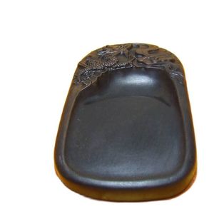 Pietra cinese per inchiostro in pietra Wa Shi antica con squisito drago intagliato179B