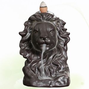 Ceramika Lion Heads kształt kadzidło palnika wstrząsania zabytkowy uchwyt aromat terapia figurka domowy herbatę biuro dekoracja zapach 215Q