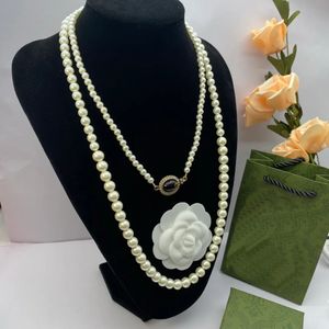 Pendants Sweater Droplet Chain Heart Shaped Necklaces Luxury Pearl Jewelry Wedding Necklace Couples Chains Gift Double Letter Long Necklaces CYD24030804-6