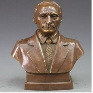 WBY---516 Bronze-Kupfer-Schnitzstatue Wladimir Putin Büste Figur Kunstskulptur2604