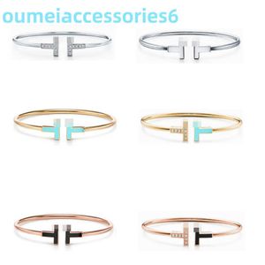 2024 Designer Brand Jewelry Bangle Popular Sterling Sier Classic Double Drop Glue Set Diamond Plating Home Fashion Bracelet