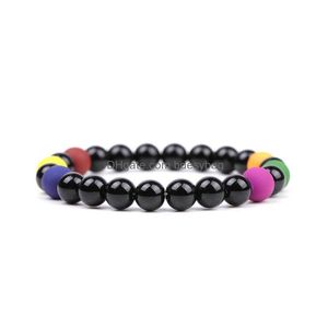 Beaded 8Mm Colorf Stone Handmade Strands Charm Bracelets For Men Women Elastic Bangle Fashion Lover Jewelry Drop Delivery Dhntf