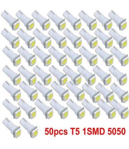 50pcslot branco frio t5 1smd lâmpada led medidor de cunha cluster painel de instrumentos de luz 12v2709953