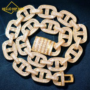 Hello hip Hop Men Baguette Hip Hop Necklace 18MM Miami Cuban Chain Iced Out Zircon Gold Color Link Fashion Luxulry Jewelry