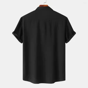 Camisas casuais masculinas homens camisa de lapela negócio elegante colarinho verão com design sem costura elástico para confortável