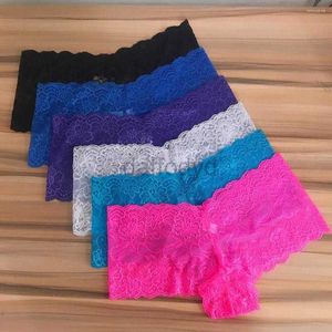 Calcinha feminina calcinha feminina 6 peças um pacote senhoras rendas sexy roupa interior feminina boyshort lingerie ver através culotte femme íntimos cor sólida xxl ldd240311