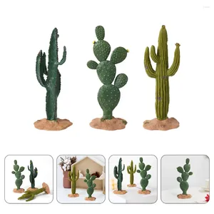 Fiori decorativi 3 pezzi Cactus artificiale Decorazioni per il desktop Figurine simulate Artigianato Rotondo in PVC Decorazione per piante da ufficio per bambini