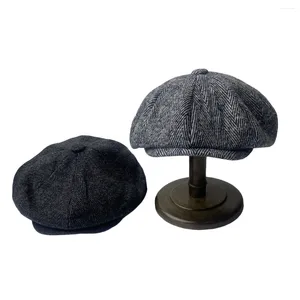 BERETS Fashion Wool Sboy Caps Mens HerringBone Flat British Painters Hats Moft Autumn Winter Casquette For Women