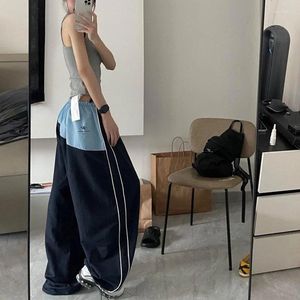 Calças femininas Deeptown Harajuku Parachute Cargo Mulheres Kpop Oversized Coreano Y2K Streetwear Patchwork Calças Jogging Sweatpants Hippie