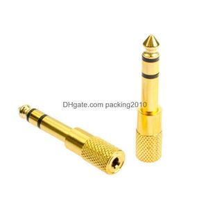 Mp3/4 Adapters Adapter Plug 6.5Mm 1/4 Male To 3.5Mm 1/8 Female Jack Stereo Headphone Headset For Microphone Gold Plated Drop Delivery Dhm9D