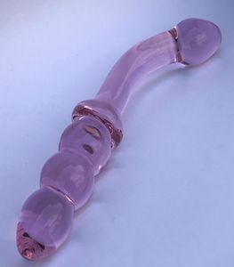 Doppio dildo testa rosa cristallo dildo di vetro cazzo erotico sexshop adulti sextoys pene grande Tre perle plug anale giocattoli del sesso per donna1297884
