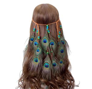 Boho Hair Bands Tassel Fashion Handmade Women Indian Feather Headband Hairpiece With Pärlor Huvudbonad för karneval5325177