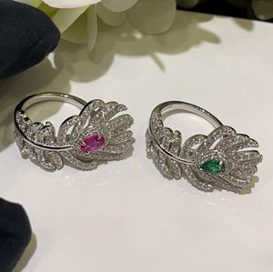 Choucong marca anéis de casamento feitos à mão jóias de luxo real 100% 925 prata esterlina corte oval esmeralda moissanite diamante pedras preciosas festa feminino anel de penas presente