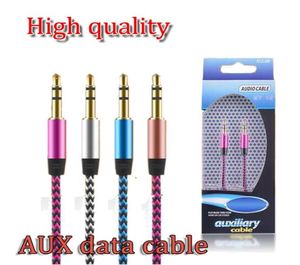 New 35mm AUX Audio Cables Male To Male Stereo Car Extension Aux Cable For MP3 For phone 10 Colors with retail package3337243