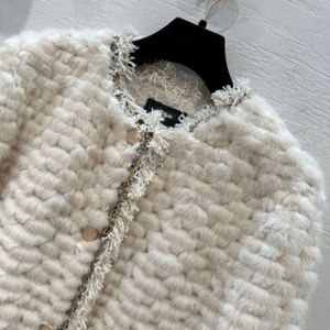 Patchwork för Tassel Haining Women's 2023 New Winter Mink Fur Coat med en liten doft 33