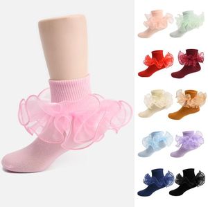 Baby Cotton Lace Socks barn flickor tredimensionella ruffle sock spädbarn småbarn modesockar barn julfest gåvor