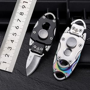 2in1 Fidget Spinner Knife EDC Outdoor Folding Knife Mini Carry on Pocket High Hardness Self-defense Folding Knife for Adults Men 240301