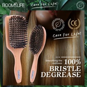 Brosse Cheveux Femme Haarbürste mit Wildschweinborsten, Damenkämme für Haare, Entwirrungsbürste, Holzhaarbürste, Friseurkamm, Kopfhaut-Massagebürste, 240323