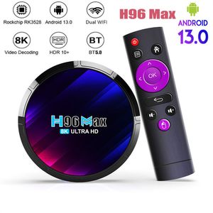 H96 MAX Android TV Box Android 13 RK3528 64GB 32GB 16GB 8K 1080p Lettore multimediale video 3D 2.4G5G Wifi Set Top Box