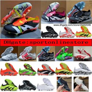 Predator Football Boots Gift Bag Soccer Boots Predator Noggrannhet+ Elite Tongue FG Boots Metal Spikes Football Cleats Mens Laceless Soft Leather Soccer Shoes