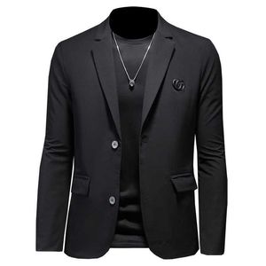 S-5XL 스프링 및 가을 New Mens Slim Business Casual Suit 한국 버전 안티 링클이 Non-Iron 2023 Plus Size Jacket Pure Cotton