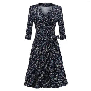 Casual Dresses Arrival Selling Cross Border Women's Spring/Summer 2024 Small Floral Printed Wrap Fashion Clothes