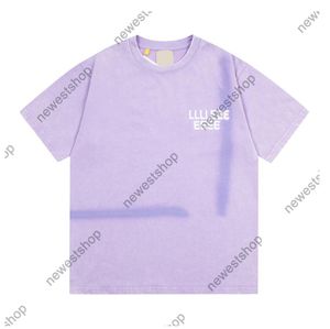 24SS Europe Magliette da uomo firmate Tee Summer wash Dipinti stampati maglietta da uomo donna lettera stampata T-shirt Street Casual Oversize magliette viola