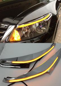 1 par för Honda Accord 2011 2012 2013 2014 Bilstrålkastare Eyebrow Decoration Gul Turn Signal DRL LED DAYTIME Running Light2930521