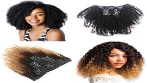 Venda afro kinky encaracolado clipe na extensão do cabelo 4b 4c 120gpc 100 cabelo humano real ombre 1b427 fábrica direto6086975