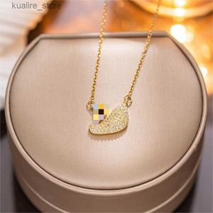Pendant Necklaces Fashion Womens Pendant Necklace Light Y2K White Crystal n Necklacegifts for Girls L240315
