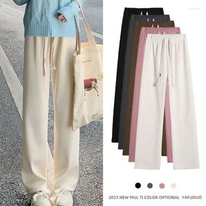 Women's Pants 2024 Casual Women Corduroy Long Autumn Winter High Waist Wide Leg Thick Fleece Inside Female Trousers