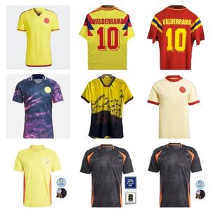 2024 2025 Colombia Away Soccer Jerseys 1990 Valderrama Retro 23 24 25 Falcao James Home Football Shirt Cuadrado National Team Men Kid Kit Camiseta de Futbol