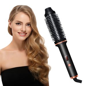 3 I 1 Ionic Hair Curler Straceener Professional Curling Iron Heated Styling Brush Antiscald Thermal Curl Wand 240226
