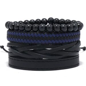 Frisado masculino mtilayer corda couro artesanal trançado frisado charme pulseiras conjunto ajustável festa clube jóias para homens entrega gota judeu dhkgp