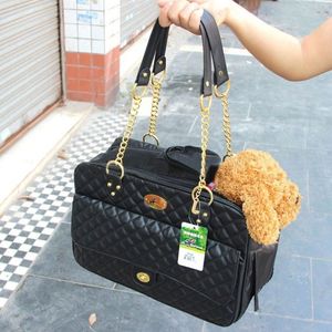 QET CARRIER Borse da viaggio portatili Borse da trasporto in finta pelle Borsa per cani traspirante Borsa da trasporto per cani 40 18 27CM nero243J