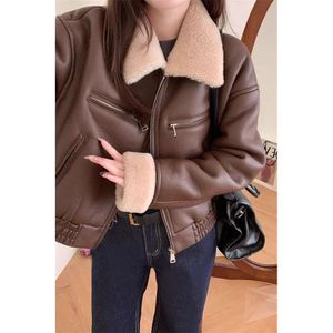 Lamb 100 Flying Merino Eco-Friendly Leather Integrated Jacket Fur Coat For Women With Korean Style Lapels 4253