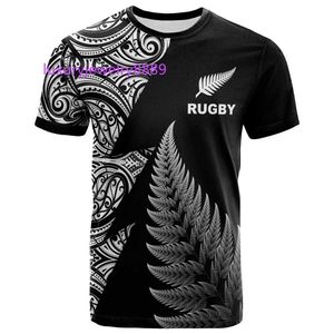 Nuova Zelanda Rugby Silver Fern Maori Tattoo polinesiano Stampa personalizzata Blank Maglietta da uomo Casual Tee Tops Manica corta da uomo T-shirt