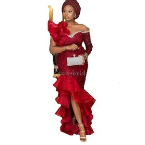 Estilo sereia ebi aso vende com renda nigeriana baest 2021 apliques altos trens baixos desgaste formal vestido de noite robe africano de soi gg