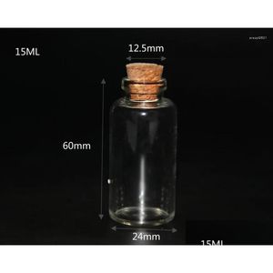 Flaschen Gläser 3 Stück 24 60 mm 15 ml Glas leer Mini mit Deckel Korkstopfen für DIY Handwerk Heimdekoration – transparente Drop-Lieferung Garde Otzop