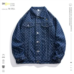 Herr designer jacka denim jeans singel breasted oregelbundet tryckt fashionabla mäns hip-hop gatajacka asiatisk storlek m-3xl