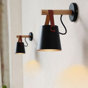 85-220V LED Wall Lamp Wooden E27 Modern Nordic Design Living Room Wall Bedside Lamp Night Light Sconces Belt Lamphade240l