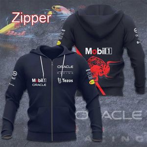 البيع الساخن F1 Racing Mens Sweatshirt 3D مطبوع 2024 Red Racing Team Jacket Childrens Hoodie Casual Bull Pullover Zipper