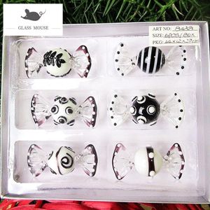 Decorative Objects & Figurines Vintage Handmade Murano Glass Sweets Crafts Black And White Mixed Candy Christmas Decoration DIY Or276W
