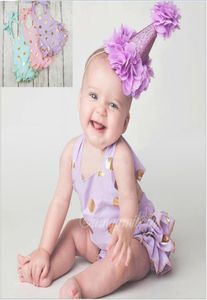 2016 Summer Infant Clothing Toddler Baby Gold Polka Dots Romper Dress Baby Girls Sleeveless Princess Birthday Dresses Jumpsuits 4p1970198