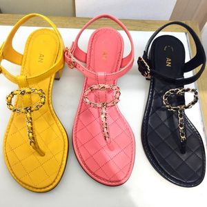 Women sexy sandal Fashion classic gold buckle rubber Mule New luxury designer sunny Sliders beach flat thong Slide Genuine Leather Metal logo Slipper With box loafer