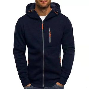 Mens Sweater Cardigan Hooded Jacket Zipper Pocket Jacquard Sports Fitness Outdoor Leisure Running Solid Color Sportswear 240307