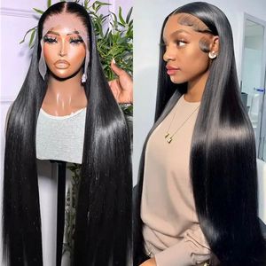 Bone Straight Lace Front Brazilian Glueless 180% 13x6 Hd Frontal Wig 30 34 Inch Straight Lace Front Human Hair Wig Pre Plucked