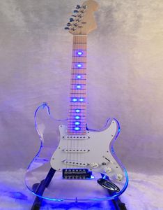 Verkaufe wie Kuchen E-Gitarre Acrylkorpus und Ahornhalslinse blaue LED-Lampe E-Gitarre 1068173